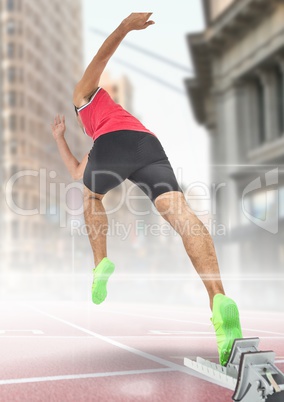 Composite image of man at athletic sport