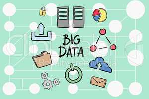 Digital composite image of big data amidst various icons