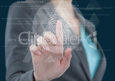 Business woman hand, triangle fingerprint scane