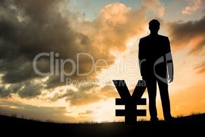 Composite image of smiling businessman standing