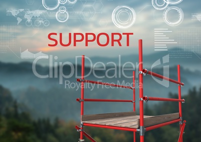 Support Text with 3D Scaffolding and technology interface landscape