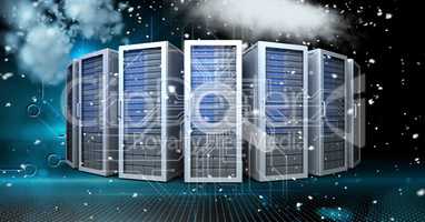 Digital composite image of servers