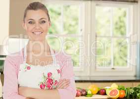 cook woman hands folded