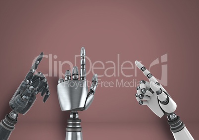 Android Robot hands pointing with brown background