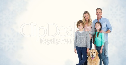 Portrait of smiling family with dog