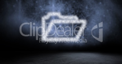 Digital composite image of folder icon with cloud texture