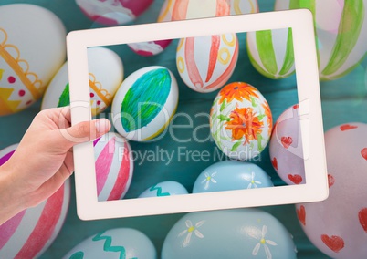 taking photo of Easter eggs with smart phone