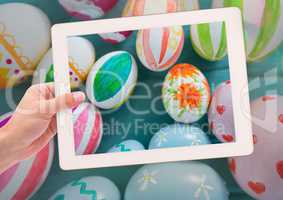 taking photo of Easter eggs with smart phone