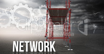 Network Text with 3D Scaffolding and technology interface landscape