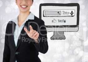 Search Bar computer with woman