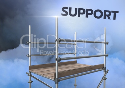 Support Text with 3D Scaffolding in mysterious clouds