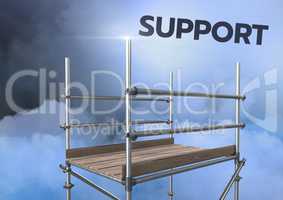 Support Text with 3D Scaffolding in mysterious clouds