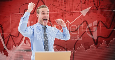 Composite image of businessman and digital background
