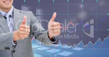 Midsection of businessman showing thumbs up sign