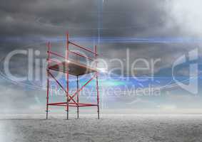 Cloudy Sky with 3D Scaffolding