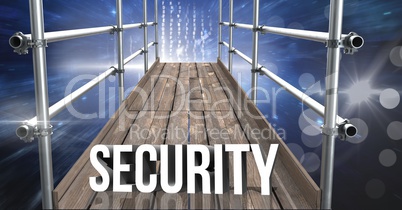 Security Text with 3D Scaffolding and space interface