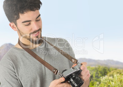 mountain travel, with the camera, looking the photos