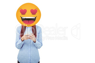 Composite image of woman and smiley drawing