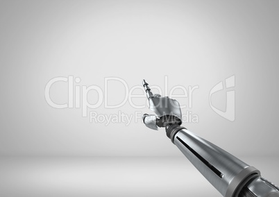 Android Robot hand pointing with grey background