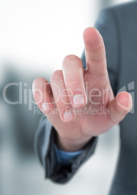 Close-up of hand touching screen