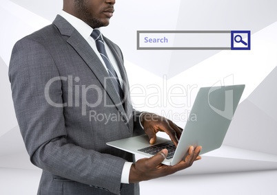 Search Bar with man on laptop