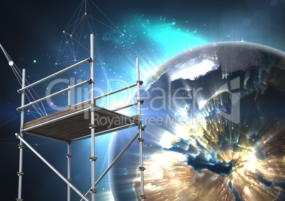 Planet earth interface with 3D Scaffolding