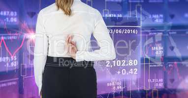 stock market, Business woman with her fingers crossed