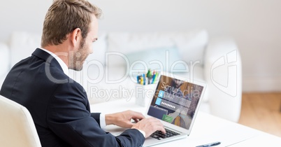 Businessman signing up on web page using laptop