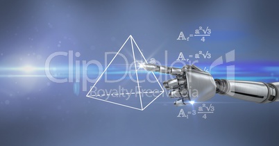 Digital composite image of robot hand touching math diagram