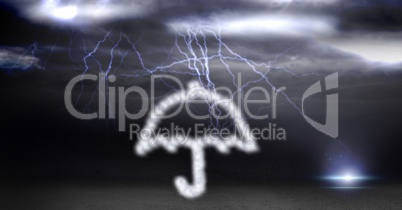 Digital composite image of umbrella made of cloud texture during thunder storm