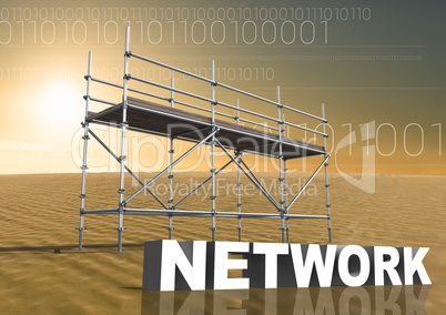 Network Text with 3D Scaffolding and technology interface landscape