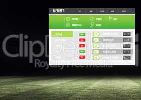 Betting App Interface stadium