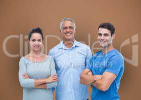 Casual business people standing over colored background