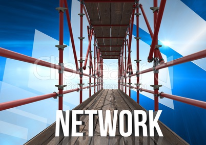 Network Text with 3D Scaffolding and technology interface