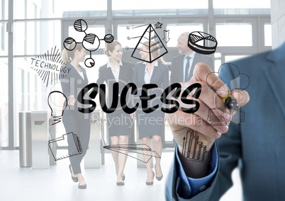 Sucess graphic. Business men writing it.