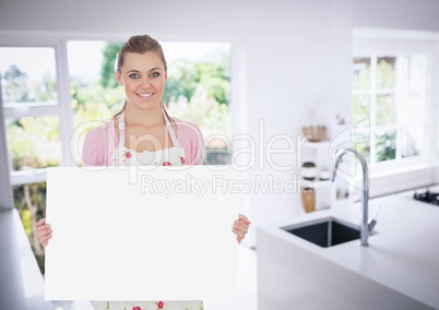 woman with litle poster