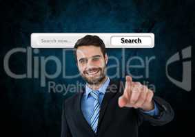 Search Bar with businessman pointing