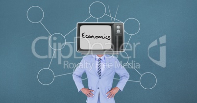 Television on businessman's head