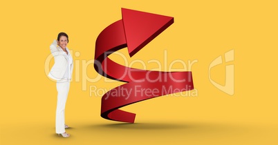 Digital composite image of businesswoman with spiral arrow