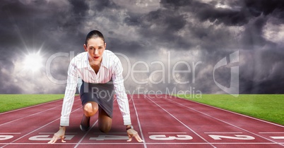 Composite image of woman at sport