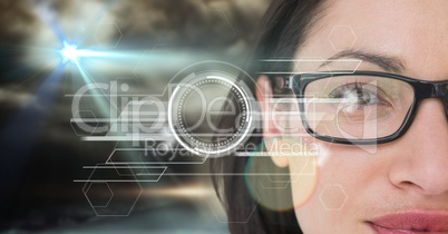 Businesswoman with eye interface