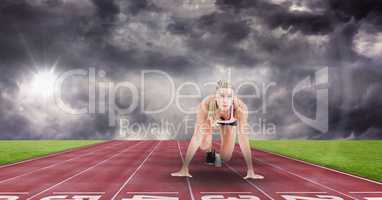 Composite image of woman at sport