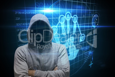 Composite image of man against digital background