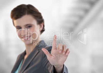 Composite image of smiling businesswoman standing