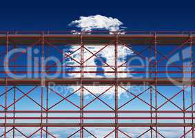 Security Lock cloud with 3D Scaffolding