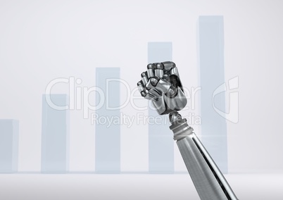 Android Robot hand fist with bright incremental chart background