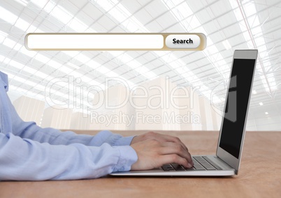 Search Bar with man on laptop