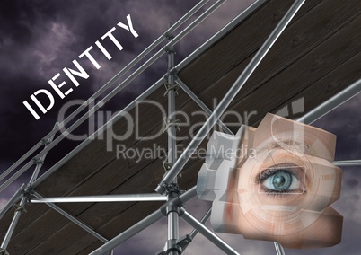 Identity Text with 3D Scaffolding and eye structure