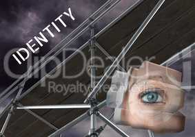 Identity Text with 3D Scaffolding and eye structure