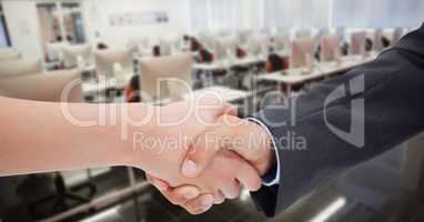 Close-up of handshake in office